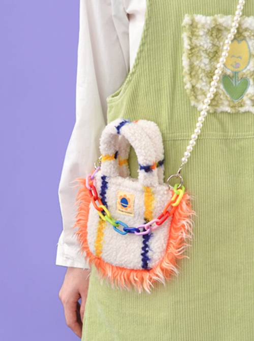 Little Sun Rainbow Chain Decoration Plush Cute Personality Sweet Lolita Portable Messenger Bag