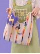 Large-Capacity Vest Style Autumn Winter Plush Cute Rainbow Chain Dark Cloud Lightning Detachable Decorative Sweet Lolita Messenger Bag