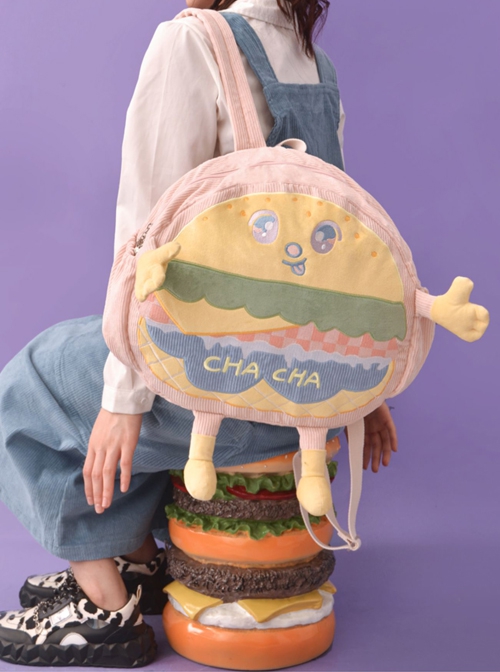 Cartoon Cute Hamburger Anthropomorphic Student Large-Capacity Plush Sweet Lolita Backpack