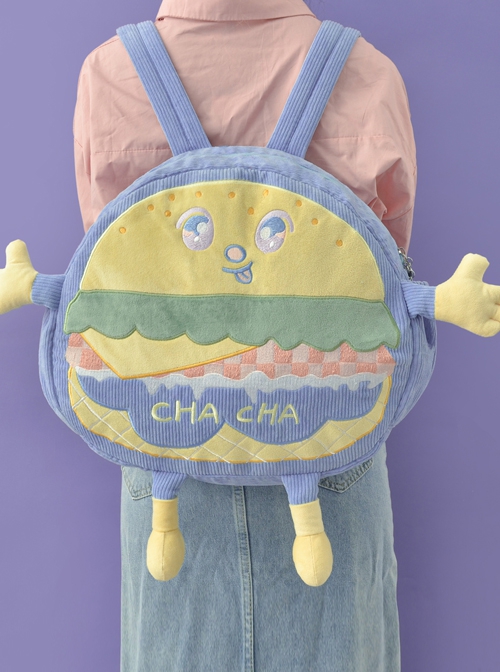 Cartoon Cute Hamburger Anthropomorphic Student Large-Capacity Plush Sweet Lolita Backpack