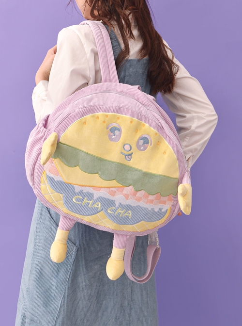 Cartoon Cute Hamburger Anthropomorphic Student Large-Capacity Plush Sweet Lolita Backpack