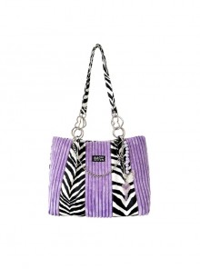 Fashion Zebra Stitching Large Capacity Hollow Heart Metal Chain Butterfly Decoration Classic Lolita Shoulder Bag