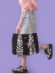 Fashion Zebra Stitching Large Capacity Hollow Heart Metal Chain Butterfly Decoration Classic Lolita Shoulder Bag