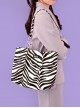 Fashion Zebra Stitching Large Capacity Hollow Heart Metal Chain Butterfly Decoration Classic Lolita Shoulder Bag