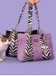 Fashion Zebra Stitching Large Capacity Hollow Heart Metal Chain Butterfly Decoration Classic Lolita Shoulder Bag