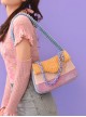 Autumn Winter Corduroy Girl Hit Color Stitching Design Daily Sweet Lolita Shoulder Bag