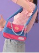 Autumn Winter Corduroy Girl Hit Color Stitching Design Daily Sweet Lolita Shoulder Bag