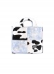 Milk Cow Pattern Blue Sky Plaid Stitching Summer Large-Capacity Sweet Lolita Handheld Shoulder Bag