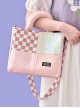 Milk Cow Pattern Blue Sky Plaid Stitching Summer Large-Capacity Sweet Lolita Handheld Shoulder Bag