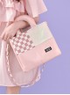 Milk Cow Pattern Blue Sky Plaid Stitching Summer Large-Capacity Sweet Lolita Handheld Shoulder Bag