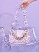 Pure Color Summer PU Simple Fashion Steel Ball Hollow Love Chain Decoration Sweet Lolita Shoulder Bag