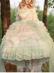 Retro Gorgeous Spring Tea Party Girl Green Bare Shoulder Sweet Lolita Mid-Sleeved Dress