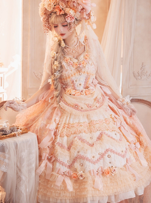 Retro Gorgeous Court Style Tea Party Style Lace Flower Decoration Sweet Lolita Sleeveless Dress