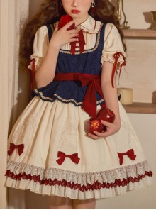 Fairy Tale Declaration Series Doll Feeling Dark Pattern Jacquard Lace Summer Sweet Lolita Short-Sleeved Dress