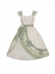 Pastoral Style Elegant Embroidery Green Fresh Lace Irregular Hem Design Classic Lolita Sleeveless Dress