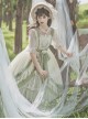 Pastoral Style Elegant Embroidery Green Fresh Lace Irregular Hem Design Classic Lolita Sleeveless Dress