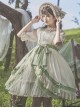 Pastoral Style Elegant Embroidery Green Fresh Lace Irregular Hem Design Classic Lolita Sleeveless Dress