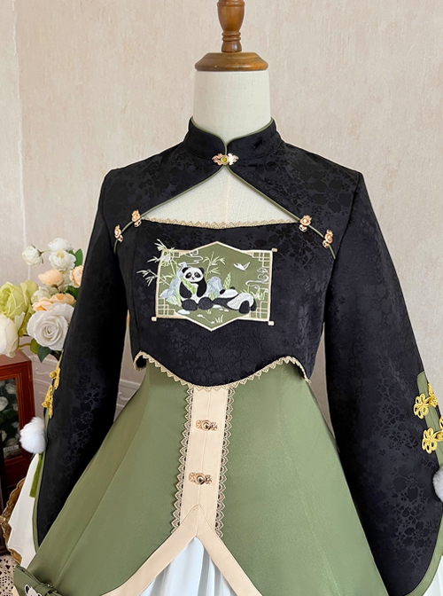Chinese Style New Chinese Style Improved Han Element Panda Embroidery Hairball Decoration Cute Classic Lolita Sleeveless Dress Suit