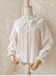 Solid Color Lace Ruffle Round Neck Daily Versatile Classic Lolita Long-Sleeved Shirt
