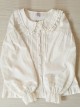 Spring Summer Pure Color Lace Doll Collar Ruffled All-Match Classic Lolita Long-Sleeved Shirt