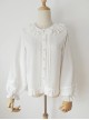 White Lace Doll Collar Chiffon Lantern Sleeve Ruffle Classic Lolita Long Sleeve Shirt