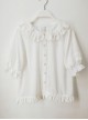 Cute Lace Doll Collar Ruffle Trim Lantern Sleeve Chiffon Classic Lolita Short Sleeve Shirt