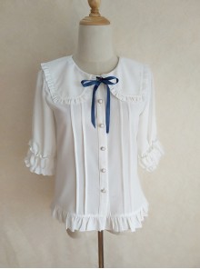 Chiffon Ruffled Lapel Daily All-Match Classic Lolita Short-Sleeved Shirt