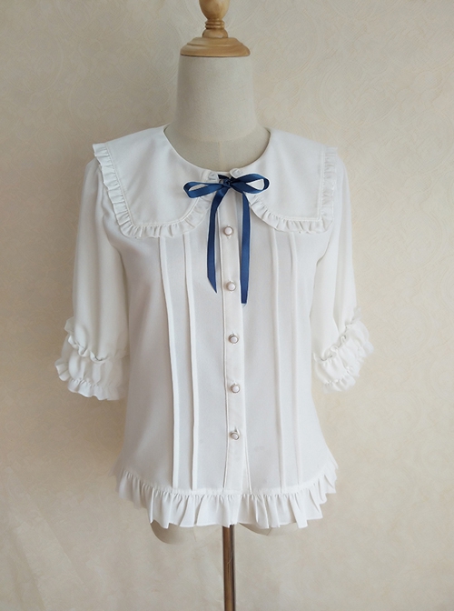 Chiffon Ruffled Lapel Daily All-Match Classic Lolita Short-Sleeved Shirt