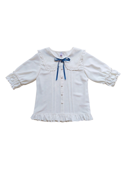 Chiffon Ruffled Lapel Daily All-Match Classic Lolita Short-Sleeved Shirt
