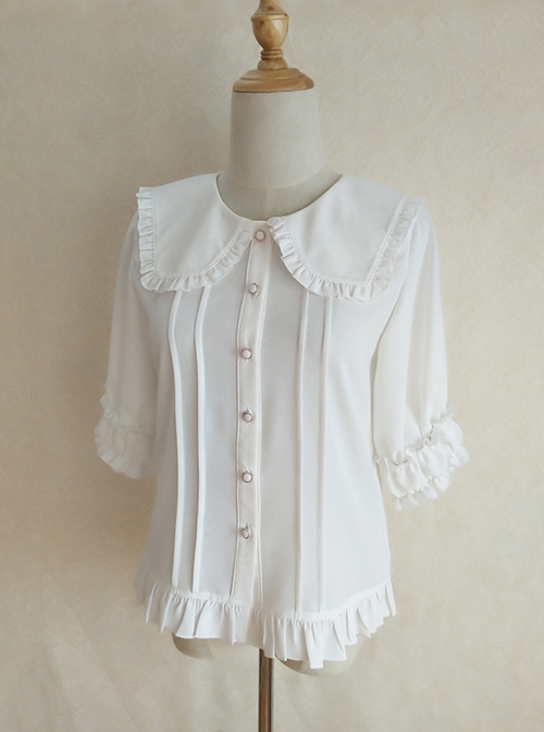 Chiffon Ruffled Lapel Daily All-Match Classic Lolita Short-Sleeved Shirt