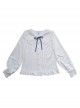 Solid Color Daily All-Match Loose Ruffle Lapel Chiffon Classic Lolita Long-Sleeved Shirt