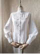 Solid Color Lace Stand Collar Daily Classic Lolita All-Match Spring Autumn Long-Sleeved Shirt