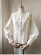 Solid Color Lace Stand Collar Daily Classic Lolita All-Match Spring Autumn Long-Sleeved Shirt