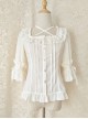 Elegant Square Neck Lacing All-Match Lace Chiffon Classic Lolita Half-Sleeved Shirt