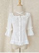 Elegant Square Neck Lacing All-Match Lace Chiffon Classic Lolita Half-Sleeved Shirt