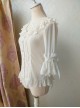 Elegant Square Neck Lacing All-Match Lace Chiffon Classic Lolita Half-Sleeved Shirt