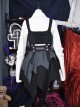 Fashion Stand Collar Vest Stripes Irregular Hem Design Punk Lolita Shirt Skirt Set