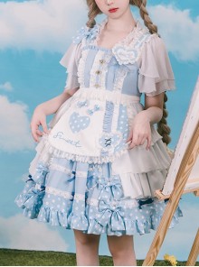 Summer Sweet Polka Dot Lace Love Bowknot Decoration Sweet Lolita Sleeveless Dress