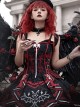 Black-Red Gorgeous Embroidered Jacquard Bat Detachable Tassel Bowknot Lacing Halloween Gothic Lolita Sleeveless Dress