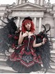 Black-Red Gorgeous Embroidered Jacquard Bat Detachable Tassel Bowknot Lacing Halloween Gothic Lolita Sleeveless Dress