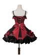 Black-Red Gorgeous Embroidered Jacquard Bat Detachable Tassel Bowknot Lacing Halloween Gothic Lolita Sleeveless Dress