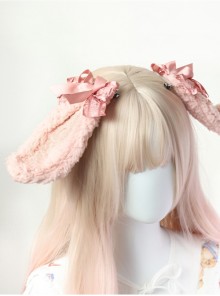 Cute Lop-Eared Rabbit Plush Ears Bendable Bowknot Sweet Lolita Hair Clip