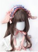 Sweet Lolita Plush Lop-Eared Rabbit Ears Pink-Blue Color Contrast Bowknot Headband