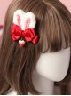 Red Bowknot Plaid Plush Rabbit Ear Strawberry Cute Sweet Lolita Hair Clip