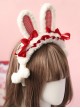 White Cute Plush Rabbit Ears Red Plaid Bowknot Decoration Sweet Lolita Headband