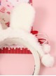 White Cute Plush Rabbit Ears Red Plaid Bowknot Decoration Sweet Lolita Headband