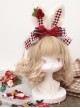 Christmas Red-White Plaid Cute Plush Rabbit Ears Flashing Lights Sweet Lolita Headband