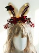 Christmas Red-White Plaid Cute Plush Rabbit Ears Flashing Lights Sweet Lolita Headband