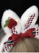 Christmas Red-White Plaid Cute Plush Rabbit Ears Flashing Lights Sweet Lolita Headband