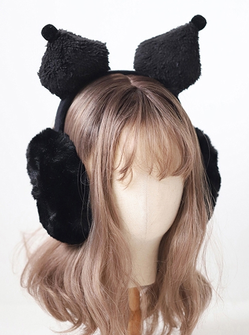 Black Sweet Cool All-Match Kuromi Girl Cute Winter Warm Sweet Lolita Ear Muff